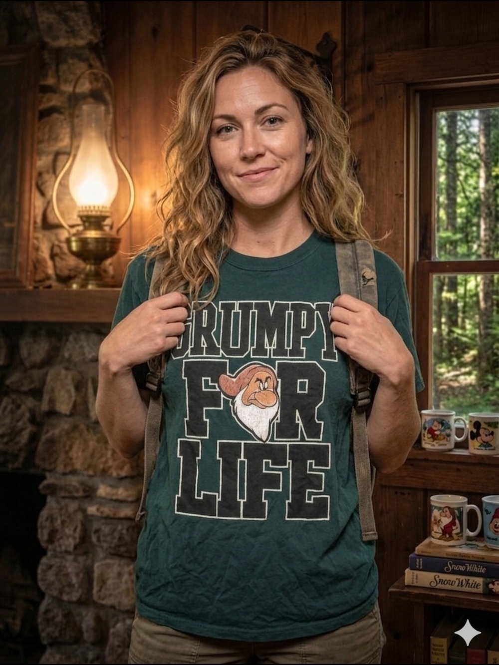 Disney Parks "Grumpy For Life" Graphic T-Shirt - Forest Green - Size Large (EUC)